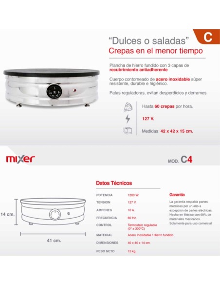 Crepera Mixer 50 cm de diámetro MR01